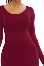 Round Neck Long Sleeve Maxi Wrap Dress - Ladyez