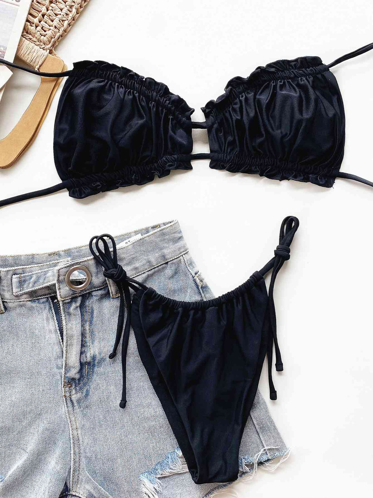 Frill Trill Halter Neck Bikini Set - Ladyez