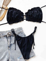 Frill Trill Halter Neck Bikini Set - Ladyez