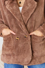 Culture Code Double Breasted Fuzzy Coat - Ladyez