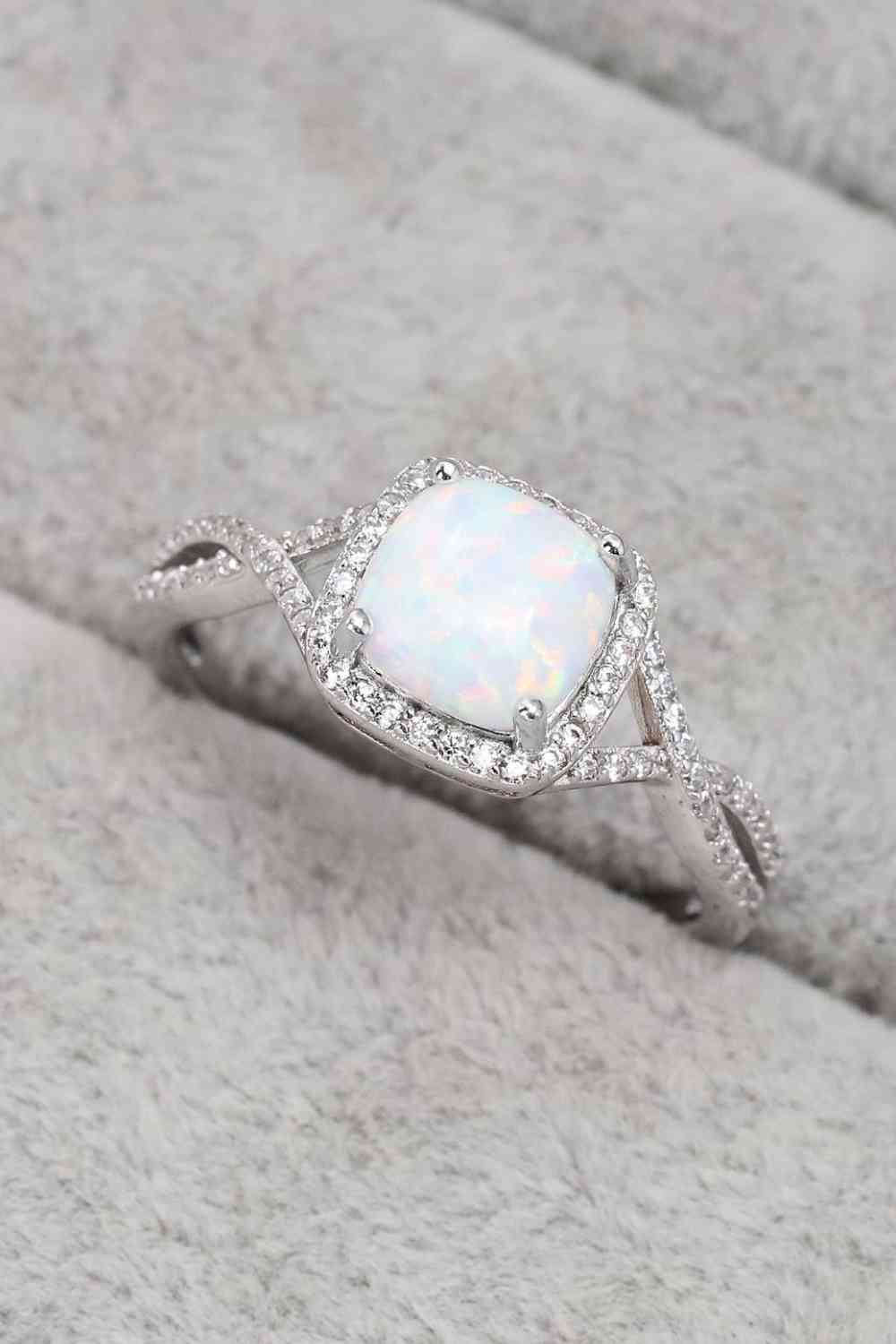 Opal Contrast Crisscross Ring - Ladyez