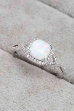 Opal Contrast Crisscross Ring - Ladyez