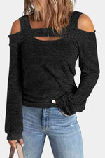 Full Size Cutout Cold Shoulder Blouse - Ladyez