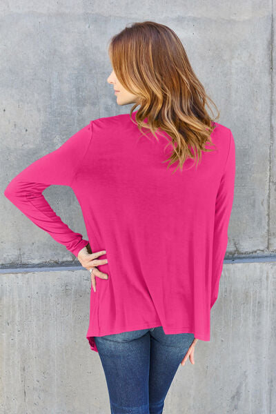 Basic Bae Full Size Open Front Long Sleeve Cardigan - Ladyez