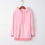 Quarter-Zip Drawstring Teddy Hoodie - Ladyez