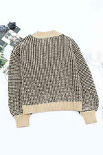 Woven Right Waffle-Knit Drop Shoulder Button-Down Cardigan - Ladyez