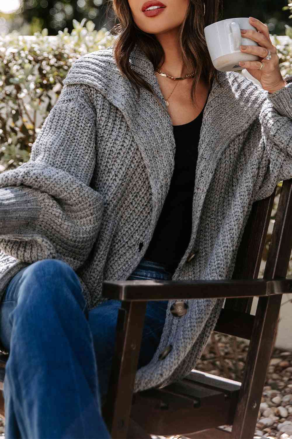 Button Down Longline Cardigan - Ladyez