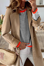 Striped Round Neck Drop Shoulder T-Shirt - Ladyez