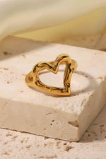 18K Gold Plated Heart-Shaped Ring - Ladyez