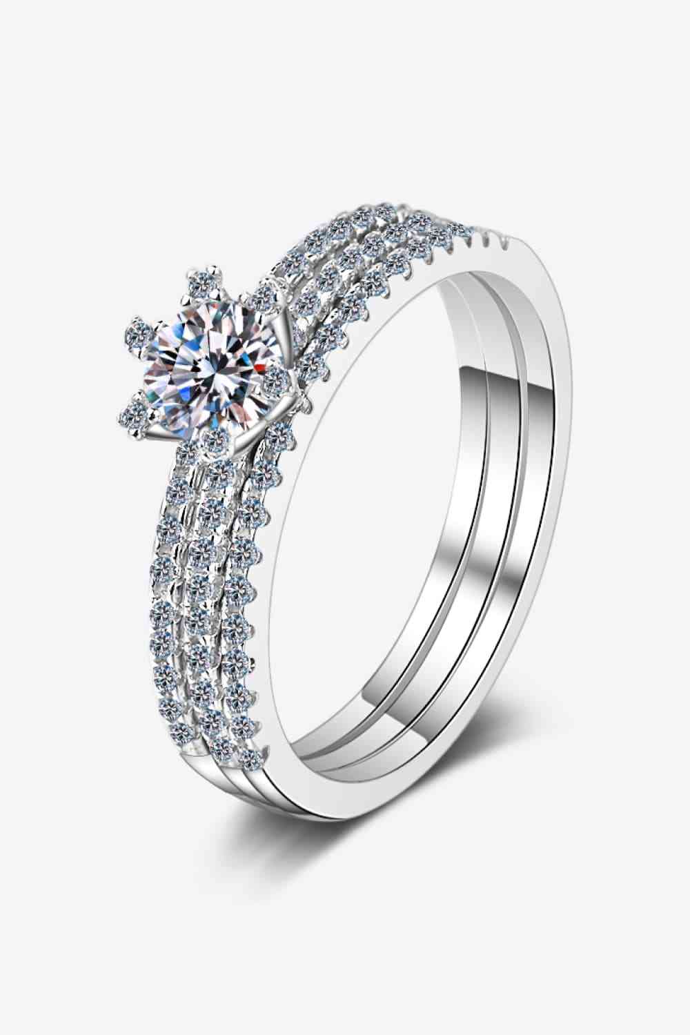 Moissanite 925 Sterling Silver Ring Set - Ladyez