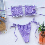 Frill Trim Ruched Bikini Set - Ladyez