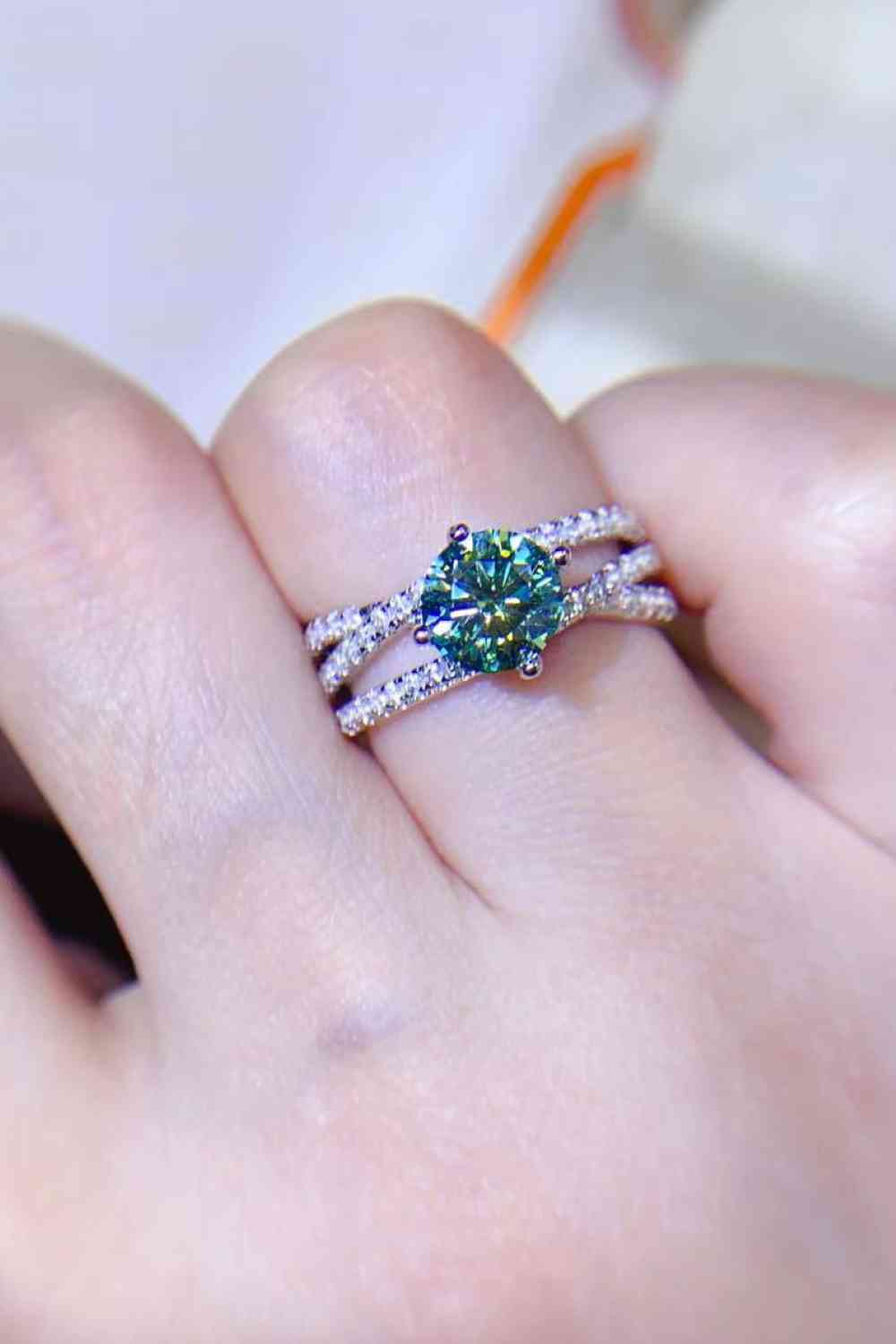 1 Carat Moissanite Contrast 925 Sterling Silver Ring - Ladyez