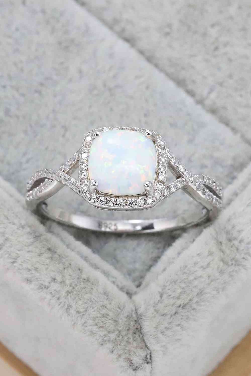 Opal Contrast Crisscross Ring - Ladyez