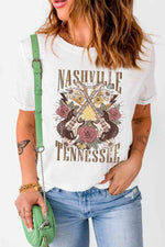 NASHVILLE TENNESSEE Cuffed Tee Shirt - Ladyez