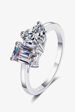 Rhodium-Plated 2 Carat Moissanite Ring - Ladyez