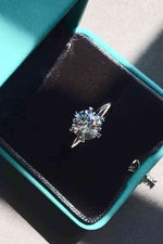 Adored 925 Sterling Silver 3 Carat Moissanite 6-Prong Ring - Ladyez