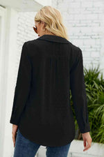 Swiss Dot Johnny Collar Blouse - Ladyez