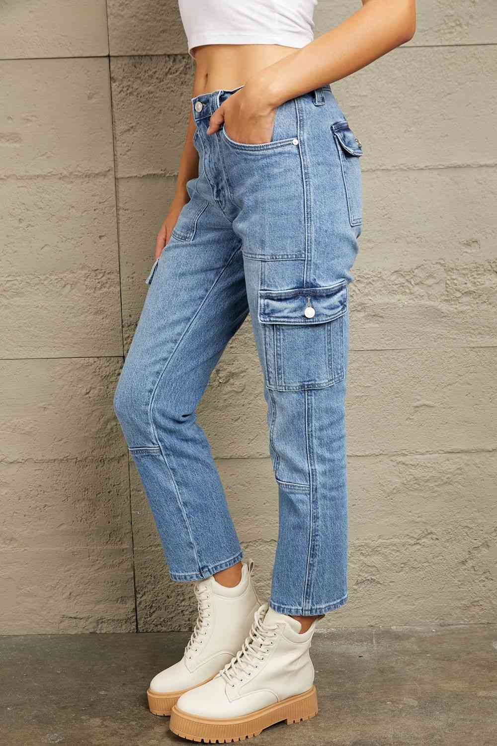Kancan High Rise Slim Straight Cargo Pants - Ladyez
