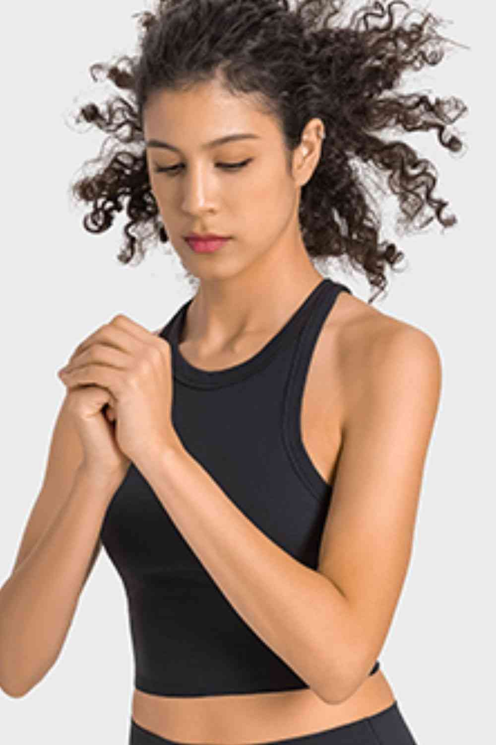 Racerback Cropped Sports Tank - Ladyez