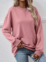 Round Neck Long Sleeve Sweatshirt - Ladyez