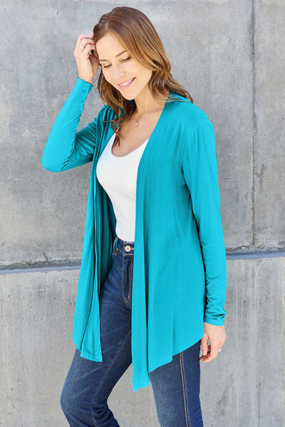 Basic Bae Full Size Open Front Long Sleeve Cardigan - Ladyez