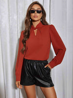 Cutout Puff Sleeve Blouse - Ladyez