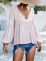 Puff Sleeve Babydoll Blouse - Ladyez