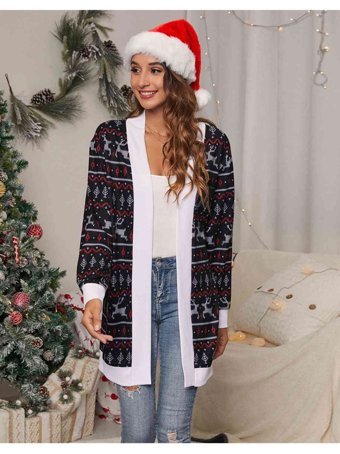 Christmas Open Front Cardigan - Ladyez