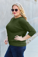 Basic Bae Full Size Round Neck Batwing Sleeve Blouse - Ladyez