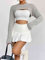 Distressed Long Sleeve Cropped Sweater - Ladyez