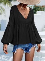 Puff Sleeve Babydoll Blouse - Ladyez