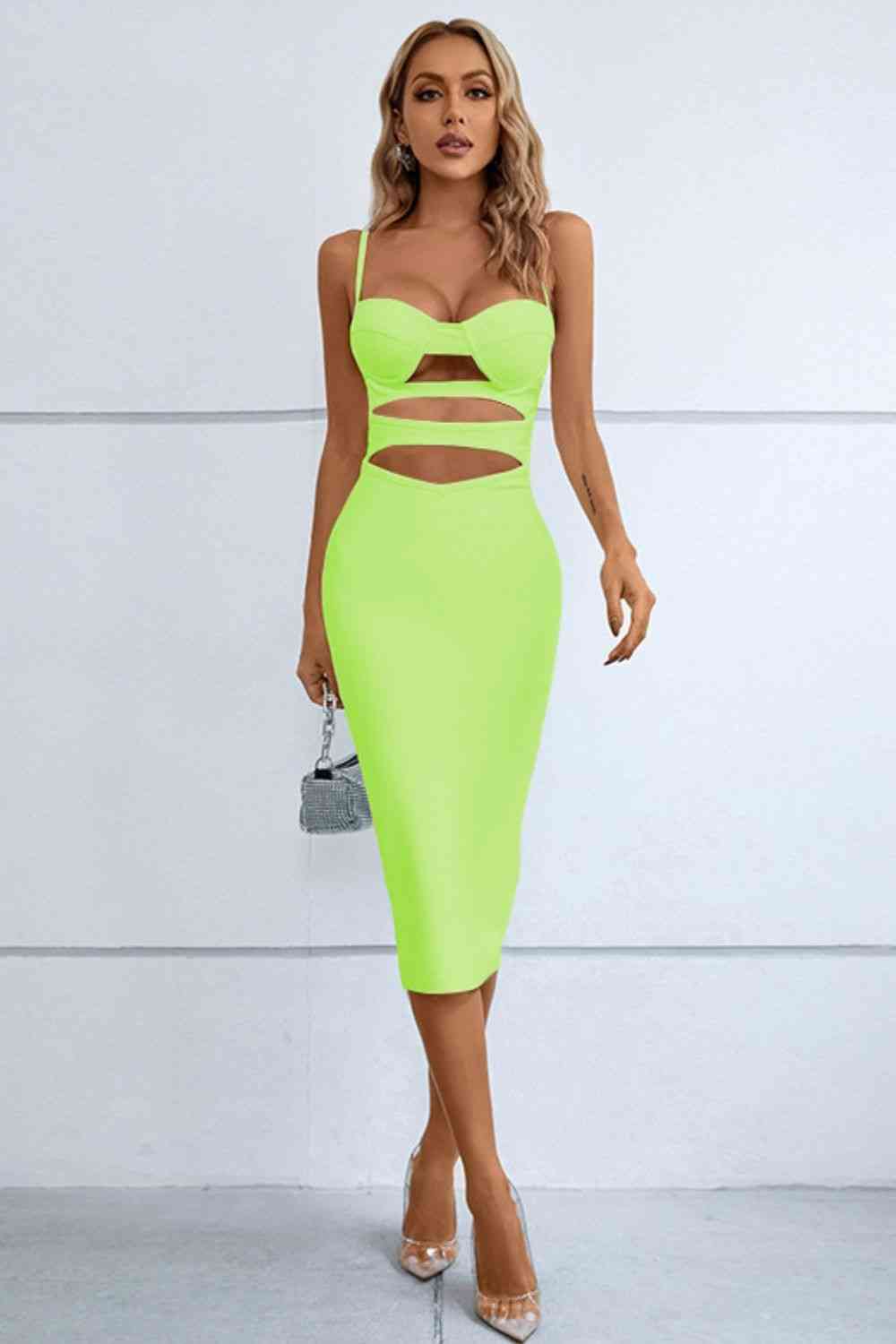 Cutout Spaghetti Strap Bodycon Dress - Ladyez