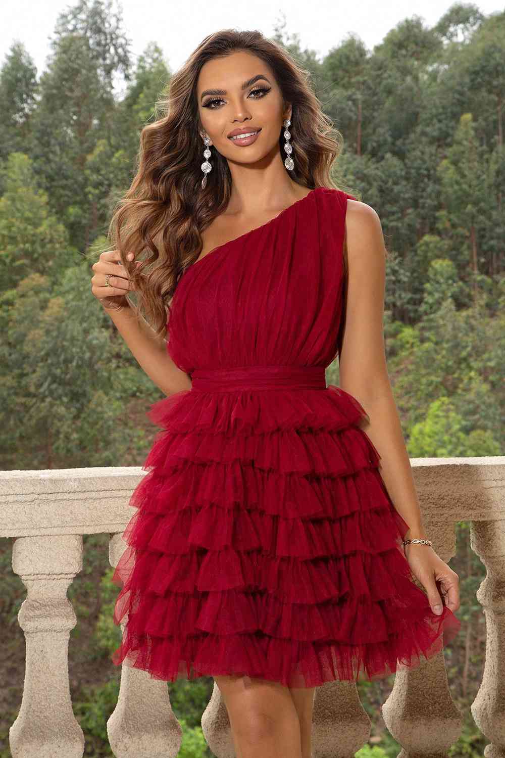 One-Shoulder Sleeveless Dress - Ladyez