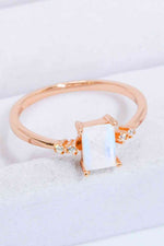 Rectangle Natural Moonstone Ring - Ladyez