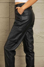 Kancan High Rise Leather Joggers - Ladyez