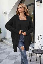 Open Front Dolman Sleeve Cardigan - Ladyez