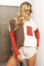 BiBi Color Block Brushed Checker Top - Ladyez