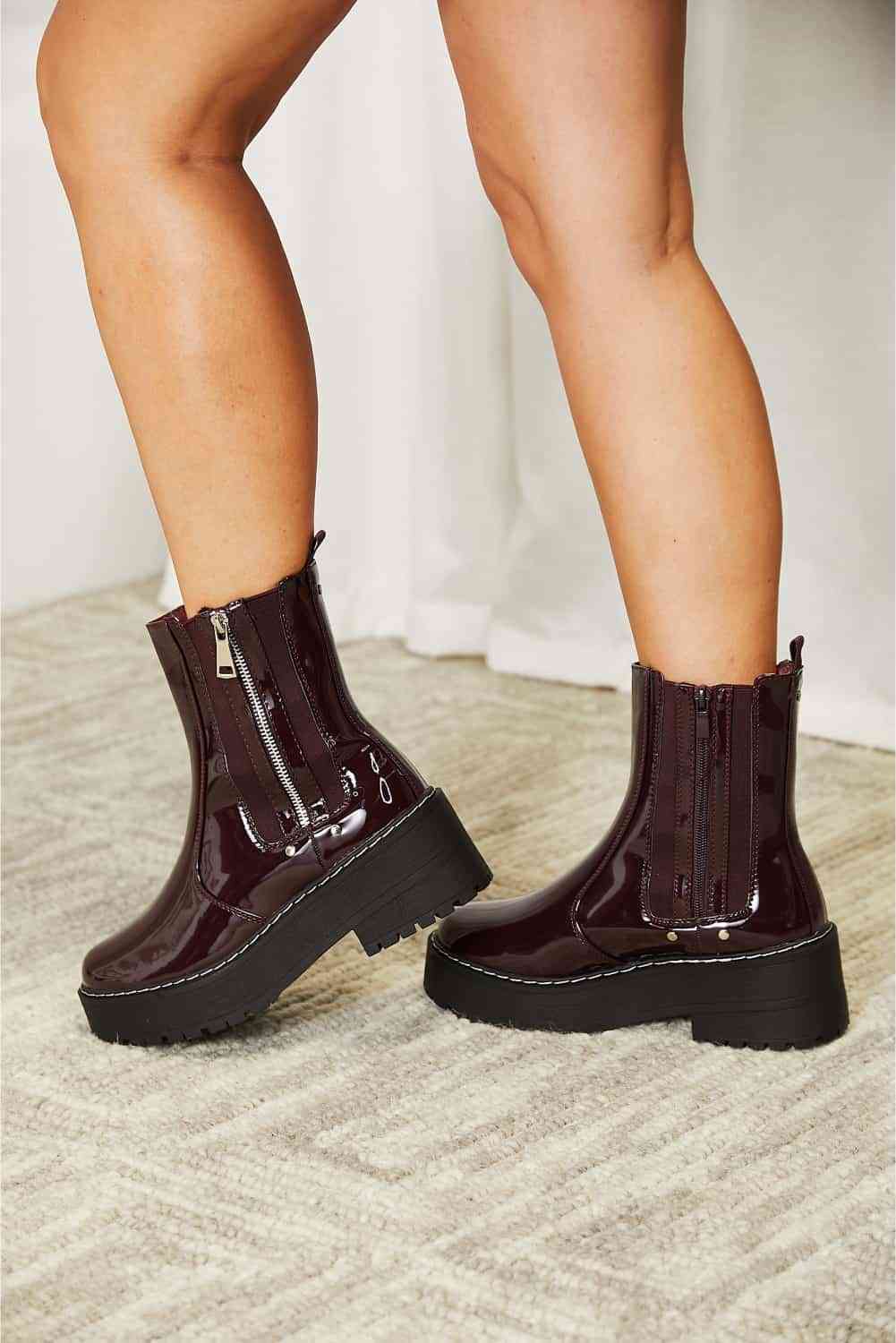 Forever Link Side Zip Platform Boots - Ladyez
