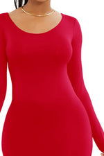 Round Neck Long Sleeve Maxi Wrap Dress - Ladyez