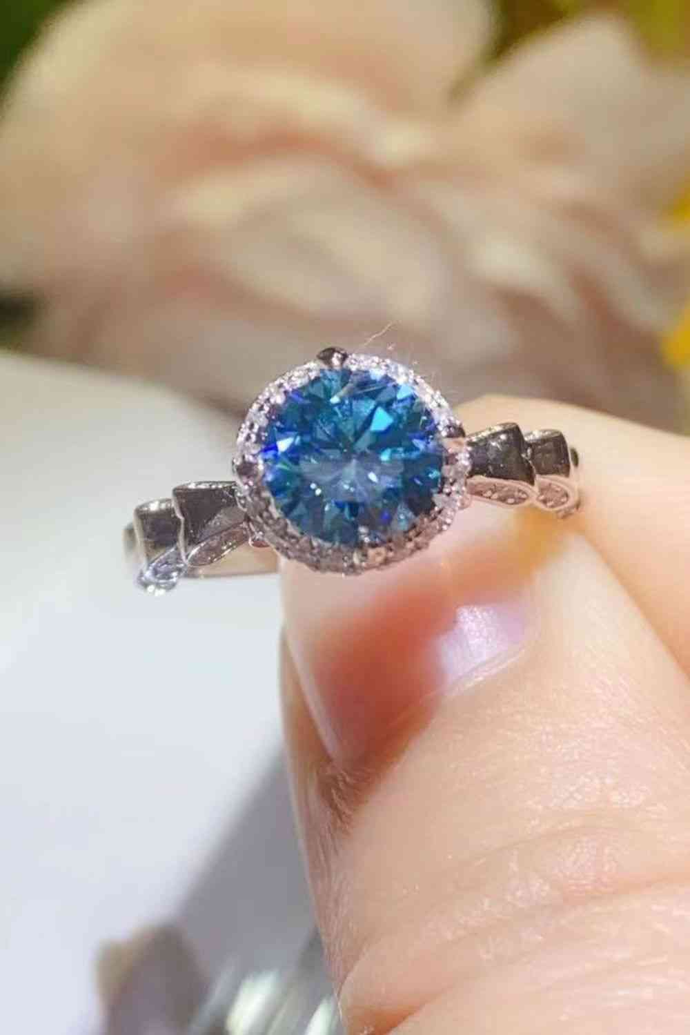 925 Sterling Silver 1 Carat Moissanite Cluster Ring - Ladyez