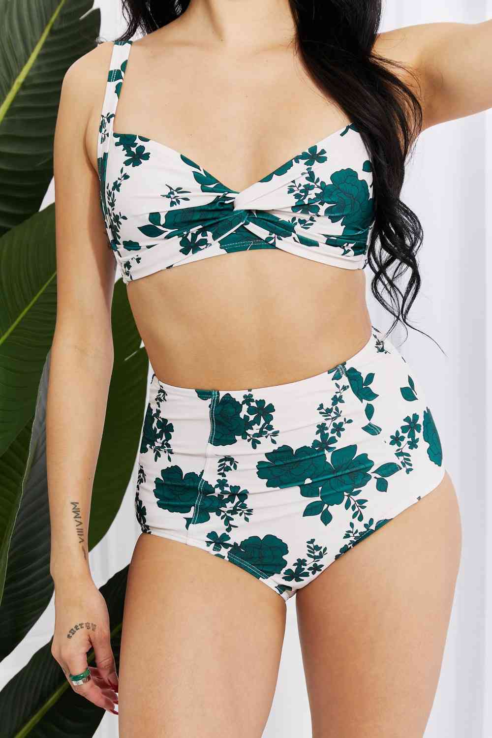 Marina West Swim Take A Dip Twist High-Rise Bikini in Forest - Ladyez
