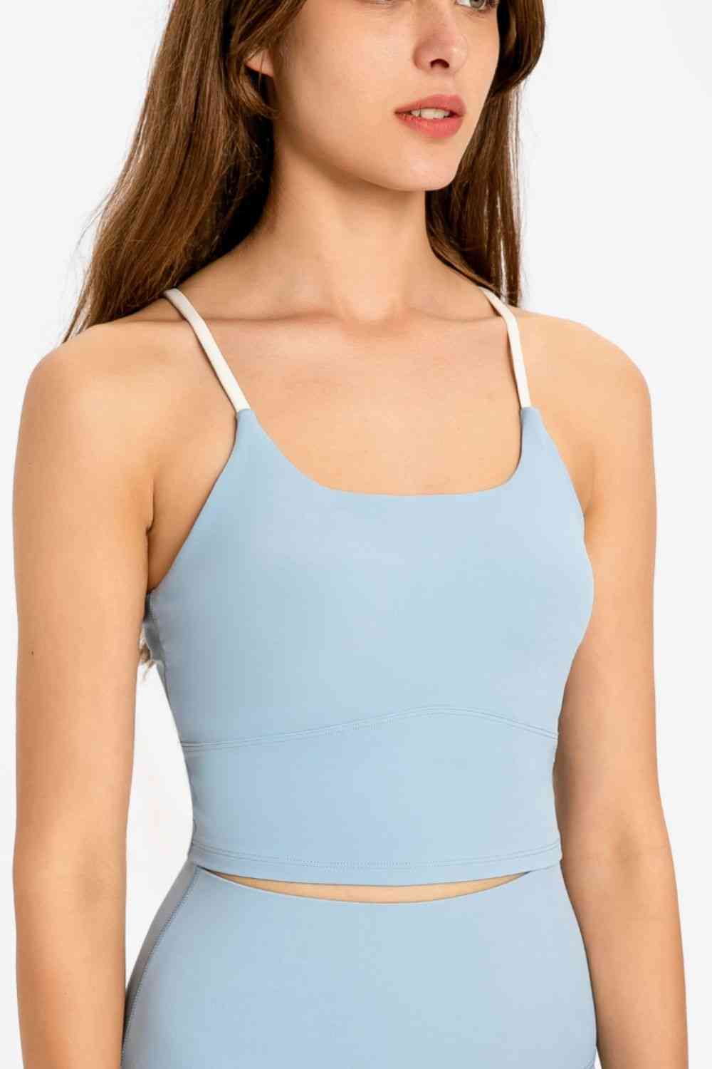 Crisscross Back Scoop Neck Sports Cami - Ladyez