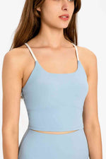 Crisscross Back Scoop Neck Sports Cami - Ladyez