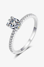 925 Sterling Silver Inlaid 1 Carat Moissanite Ring - Ladyez