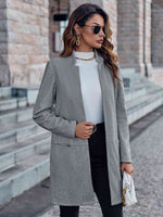 Open Front Long Sleeve Blazer - Ladyez