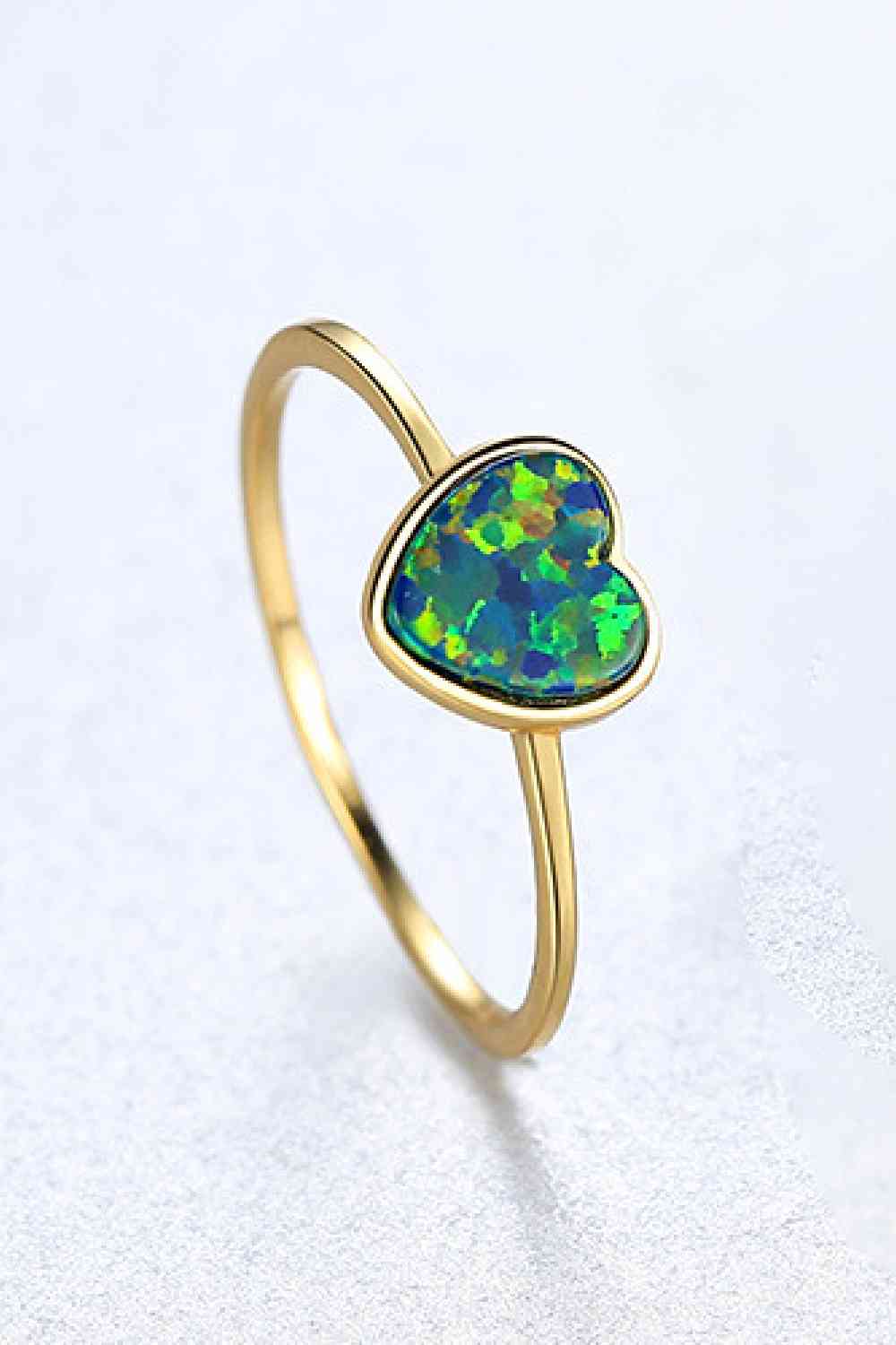 Opal Heart 925 Sterling Silver Ring - Ladyez