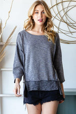 Reborn J Boat Neck Exposed Seam Slit Top - Ladyez