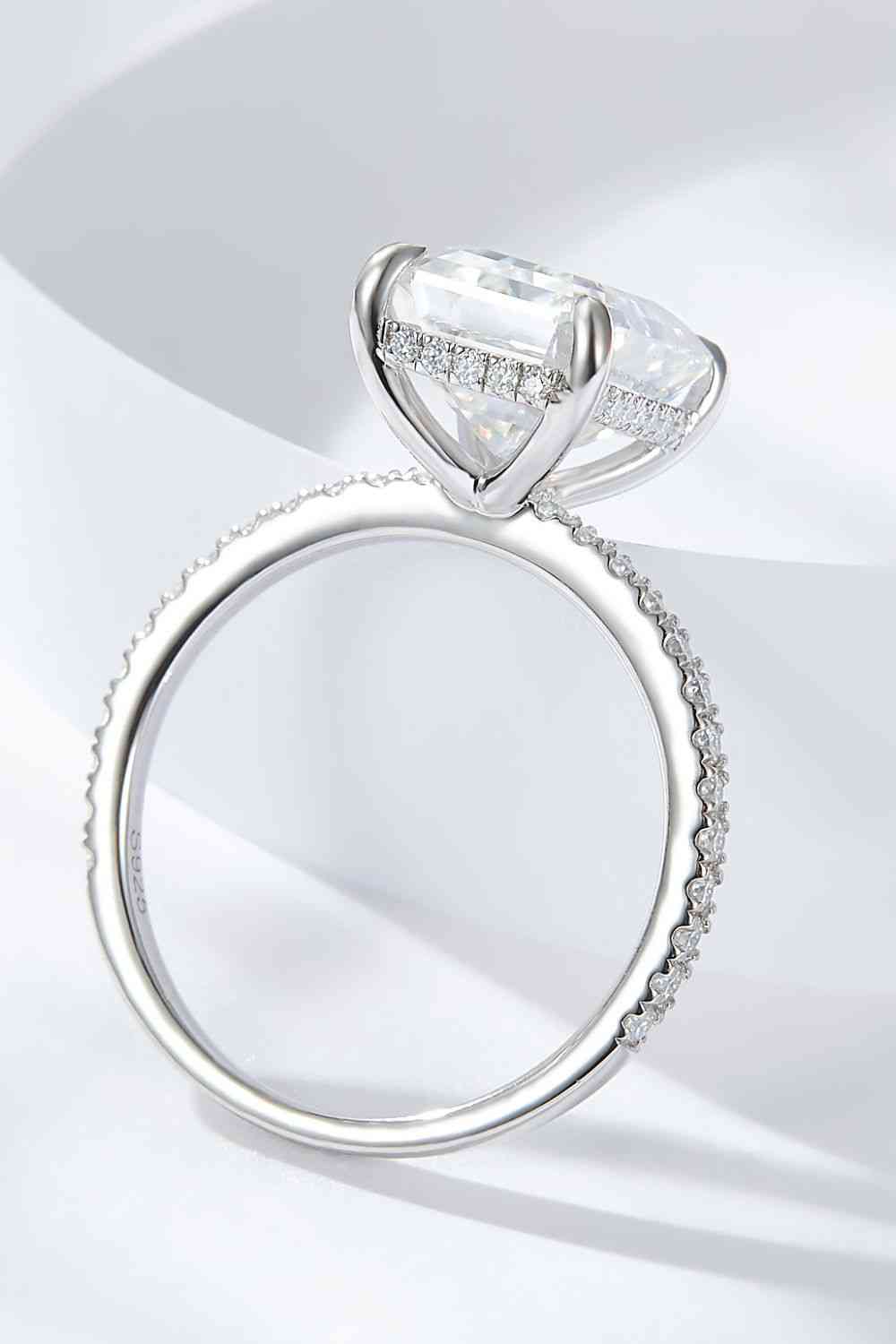 Emerald Cut 4 Carat Moissanite Side Stone Ring - Ladyez