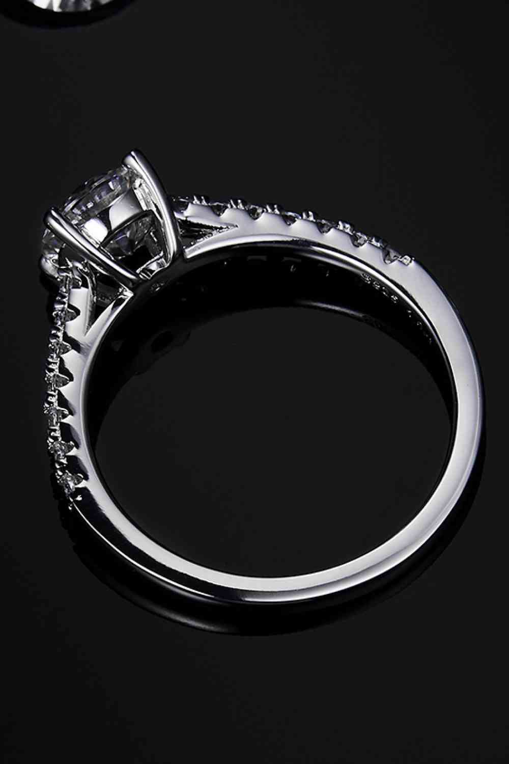 1 Carat Moissanite 925 Sterling Silver Side Stone Ring - Ladyez