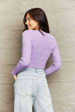 Button Down Long Sleeve Cropped Cardigan - Ladyez
